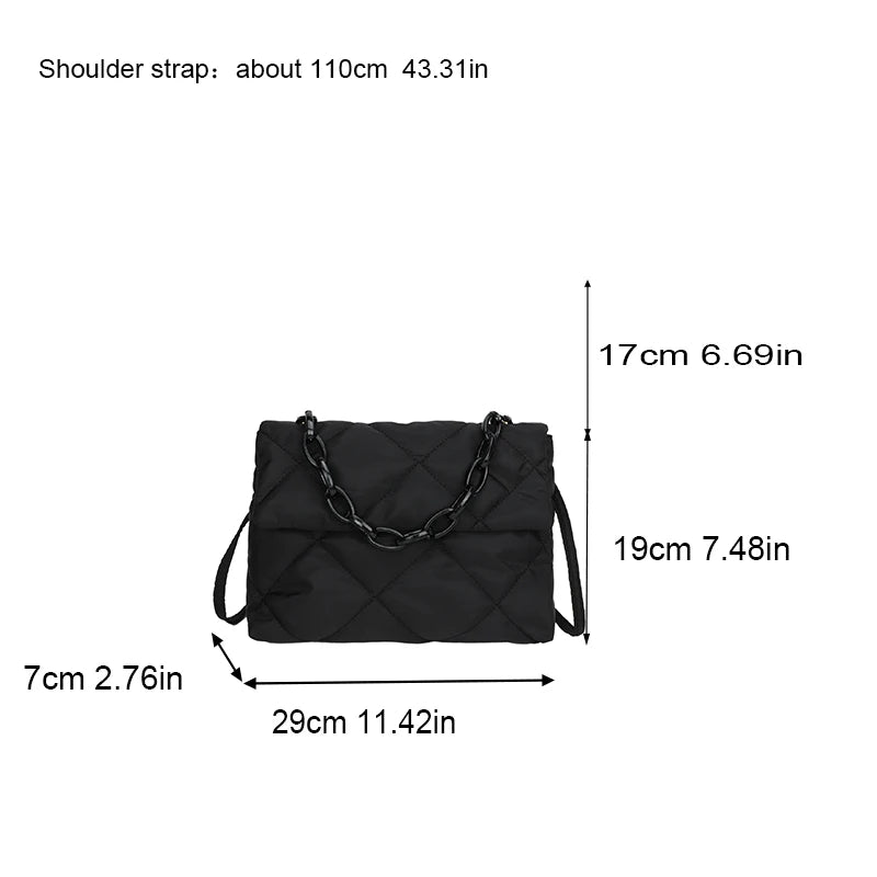 Diamond Quilted Crossbody Bag for Women – Chain Shoulder Handbag