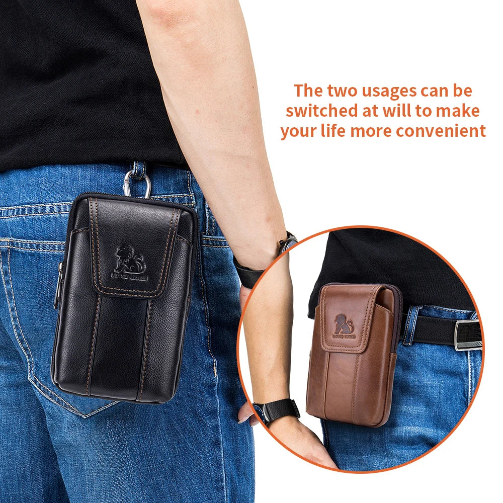 Men's Genuine Leather Belt Phone Holster