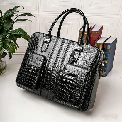 Crocodile Leather Men's Briefcase Crossbody Shoulder Bag