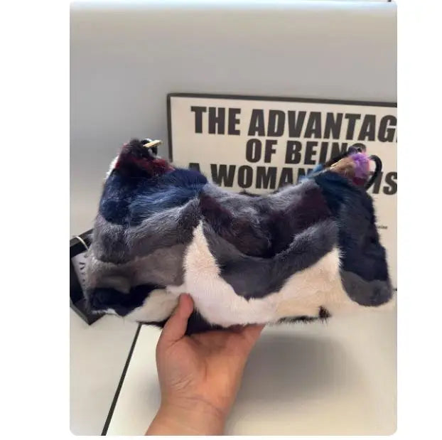Mew Real Mink Fur Natural Cloud Winter Thick Bag Single Shoulder Women Fluffy Evening Ladies - Thick