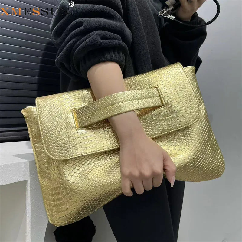Designer Female Large Capacity Crocodile Snake Pattern Pouch Bag
