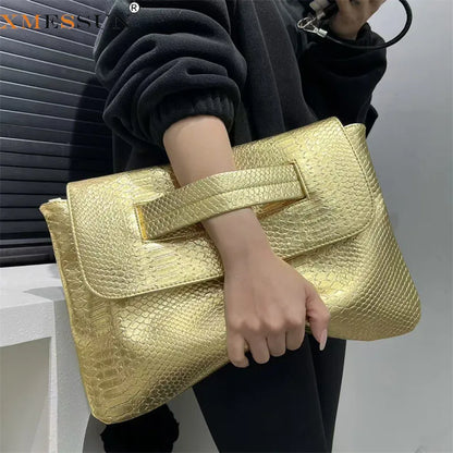 Designer Female Large Capacity Crocodile Snake Pattern Pouch Bag