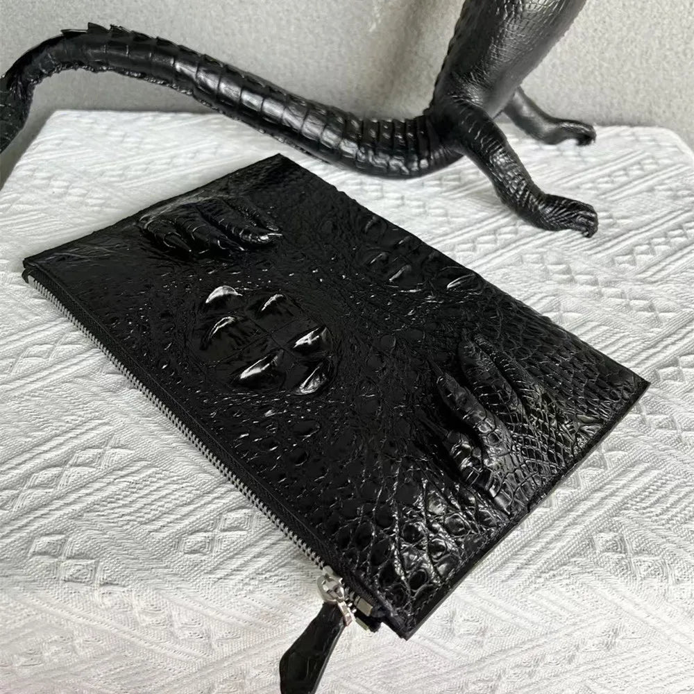 Crocodile Leather Men's Clutch Bag – Envelope Wallet with Card Holder