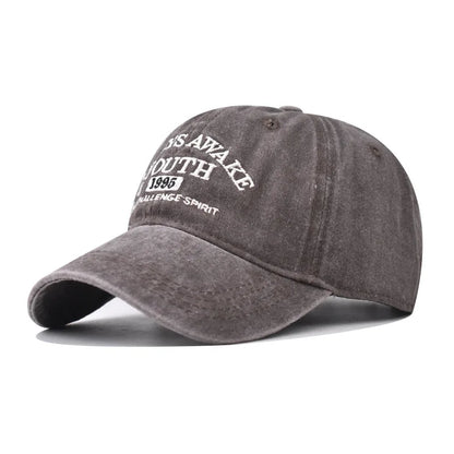Vintage Baseball Cap – Letter Embroidery Washed Cotton Hat