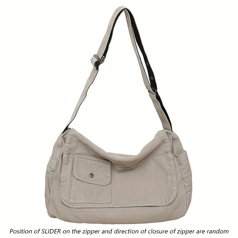Canvas Crossbody Messenger Bag – Large Capacity Shoulder Bag