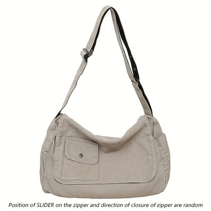 Canvas Crossbody Messenger Bag – Large Capacity Shoulder Bag
