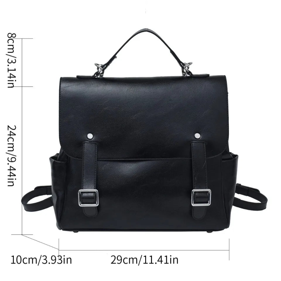 Leather Women's Backpack – Vintage College Style Shoulder Bag
