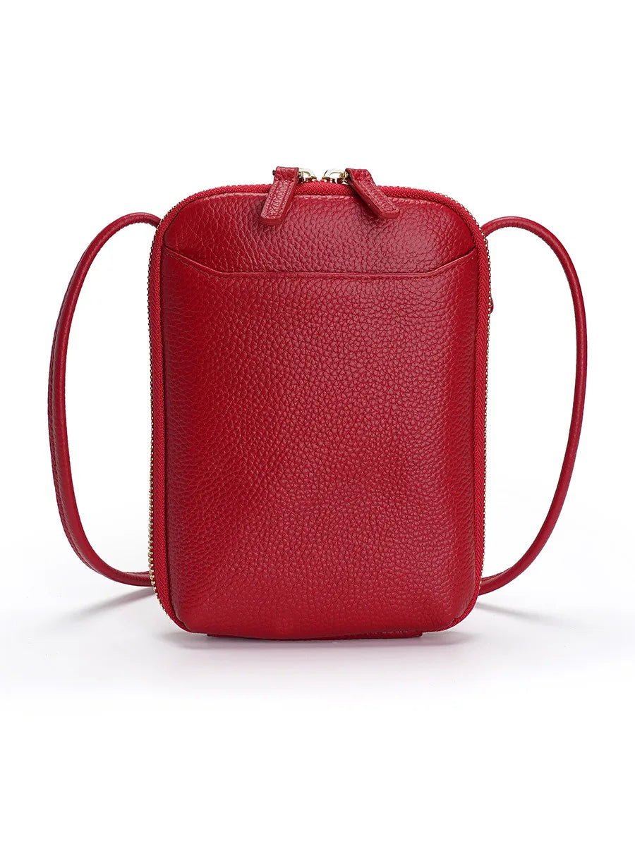 Genuine Leather Crossbody Bag for Women – Zipper Phone Purse