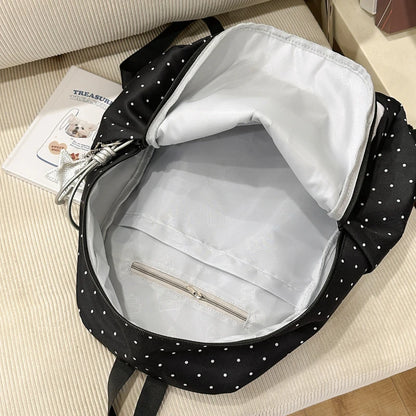 Cute Piano Key Print Backpack Women Polka Dot Music Theme School Bag Stylish Star Charm Student