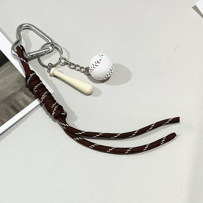 Baseball Bag Charm Keychain – Mini Ball & Bat Rope Pendant