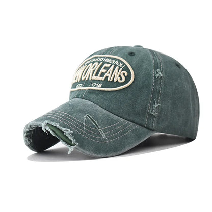 Vintage New Orleans Embroidered Baseball Cap – Unisex Distressed Snapback Hat