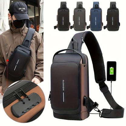 Anti-Theft Sling Bag for Men – Password Lock Chest Crossbody Pack