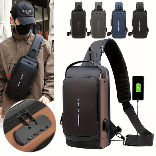 Anti-Theft Sling Bag for Men – Password Lock Chest Crossbody Pack