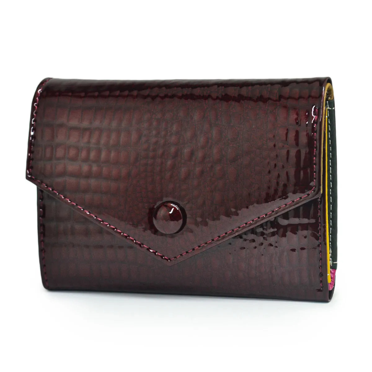 Women's Crocodile Pattern Genuine Leather Wallet – Tri-Fold Envelope Style