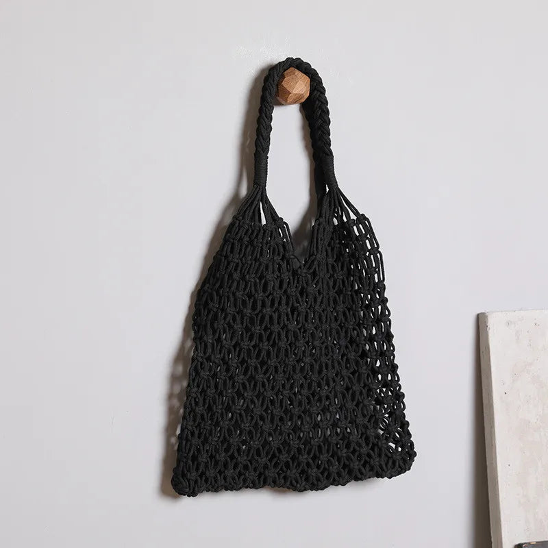 Straw Woven Beach Tote Bag – Large Hollow-Out Shoulder Handbag for Women