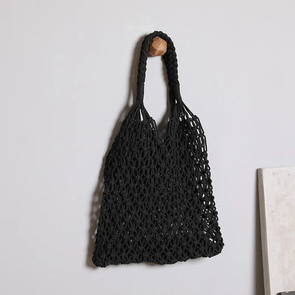 Straw Woven Beach Tote Bag – Large Hollow-Out Shoulder Handbag for Women