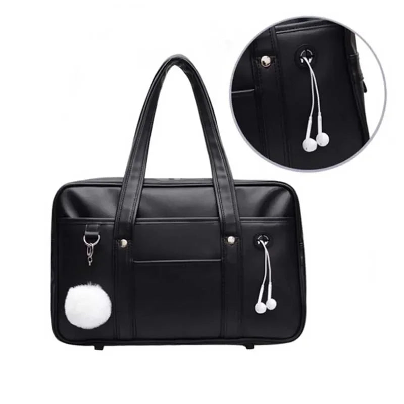 Japanese School Bag PU Leather Tote Handbag Anime Uniform Style
