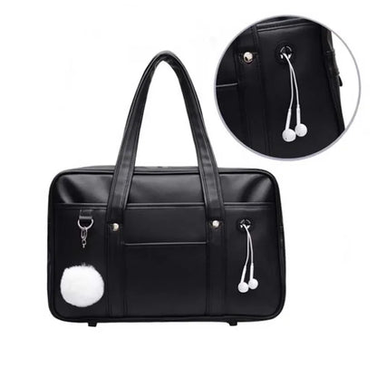 Japanese School Bag PU Leather Tote Handbag Anime Uniform Style
