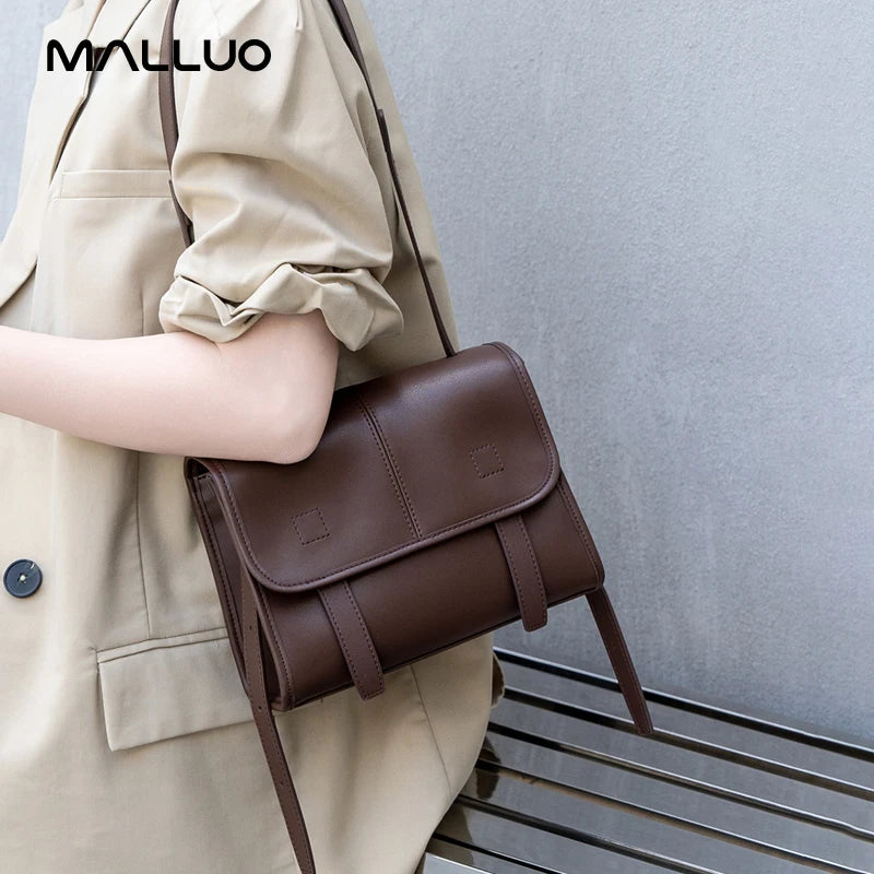 Women's Genuine Leather Crossbody Bag – Multi-Pocket Shoulder Messenger