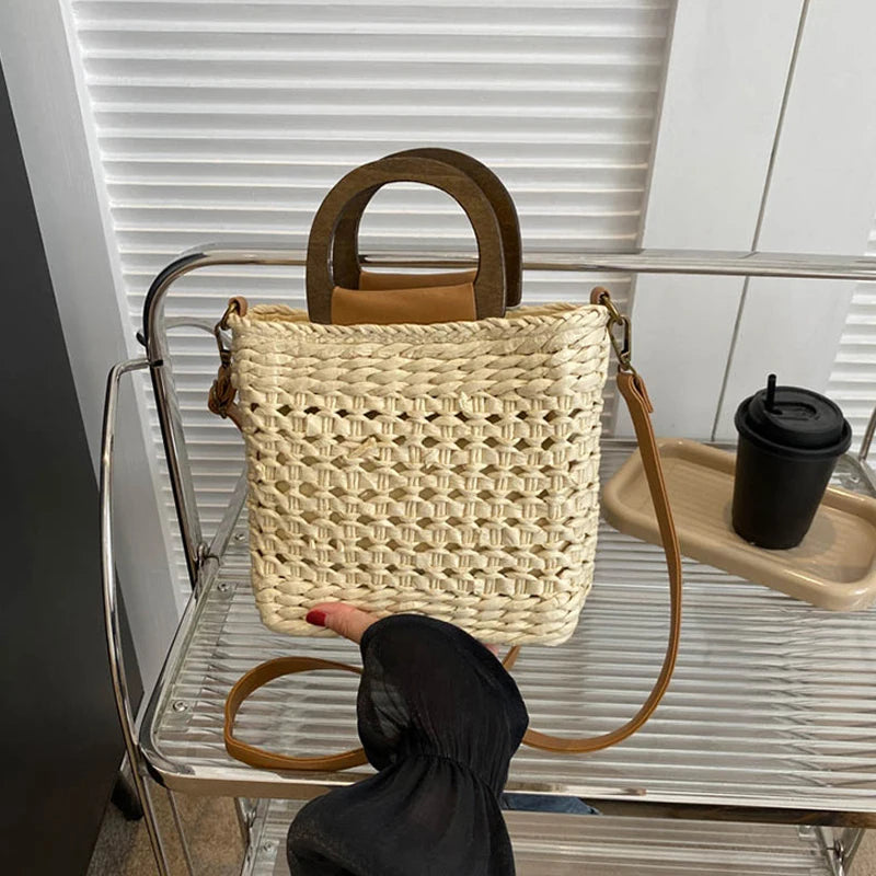 Straw Woven Tote Bag – Women's Summer Beach Shoulder Bag