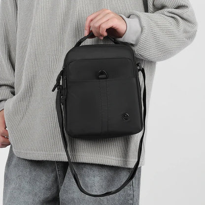 Men's Small Oxford Crossbody Bag with Top Handle & Zipper