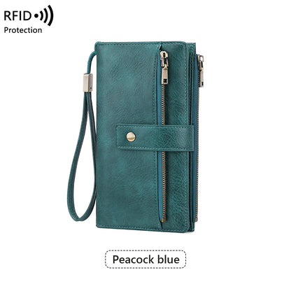 RFID Blocking Women's Long Wallet – Large Capacity PU Leather