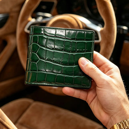 Crocodile Pattern Billfold Wallet – Custom Name Men's Luxury Gift