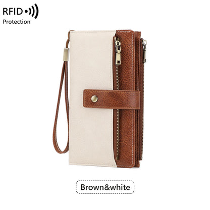 RFID Blocking Women's Long Wallet – Large Capacity PU Leather