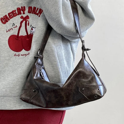 Y2K Retro PU Leather Underarm Bag – Vintage Shoulder Bag for Women