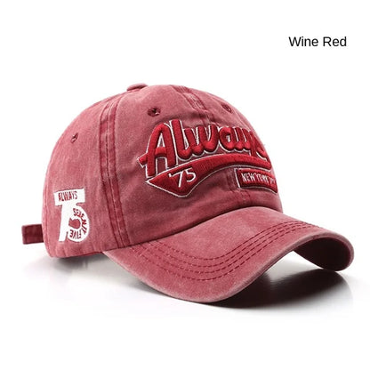 Retro Embroidered Baseball Cap – Washed Cotton Snapback Hat