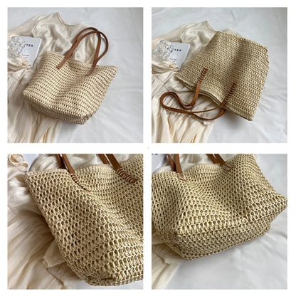 Straw Beach Tote Bag – Women's Woven Shoulder Bag