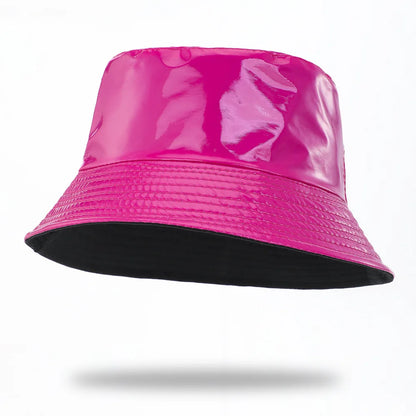 Reversible Faux Leather Bucket Hat for Women – Waterproof PU