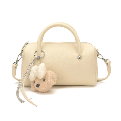 Women's Leather Top Handle Bag – Crossbody Shoulder Purse with Pendant