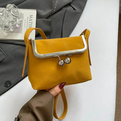 Lychee Pattern Crossbody Bag – Metal Clip Frame Women's Shoulder Bag