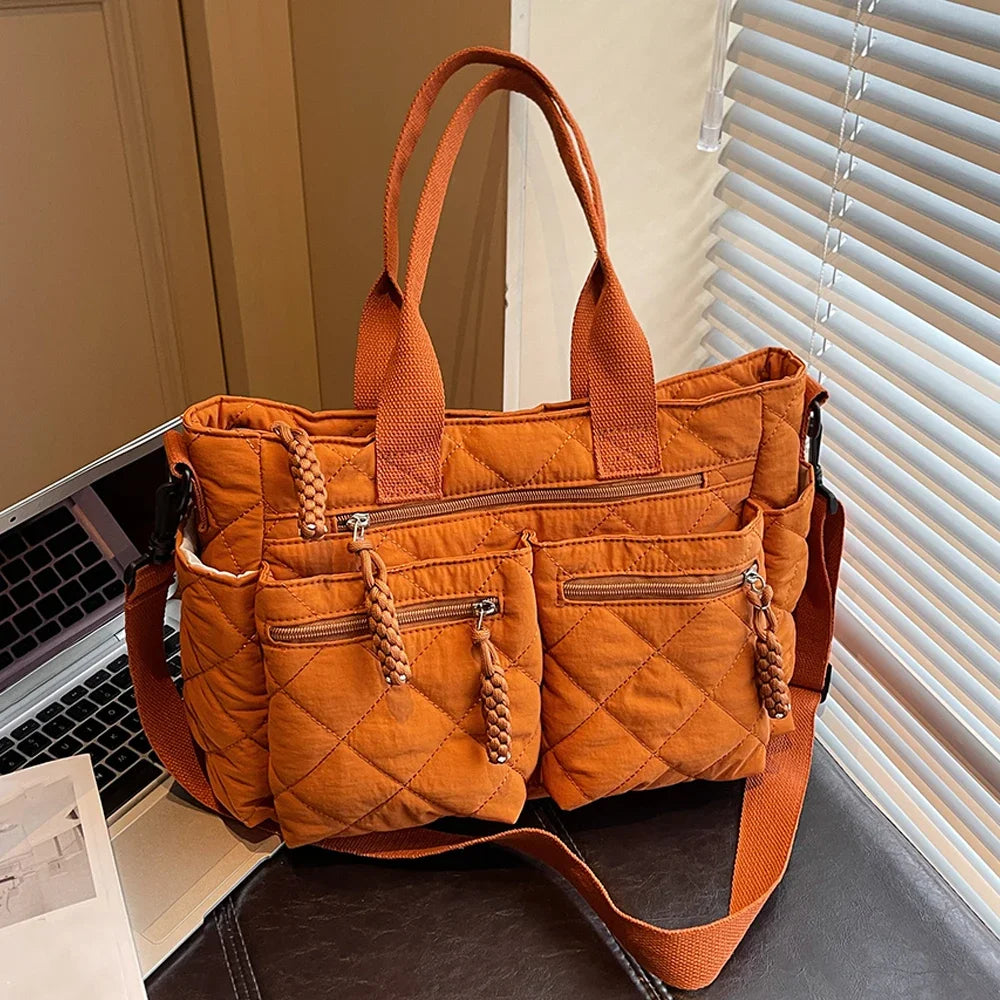 Women's Large Capacity Quilted Shoulder Bag – Multifunctional Commuter Tote
