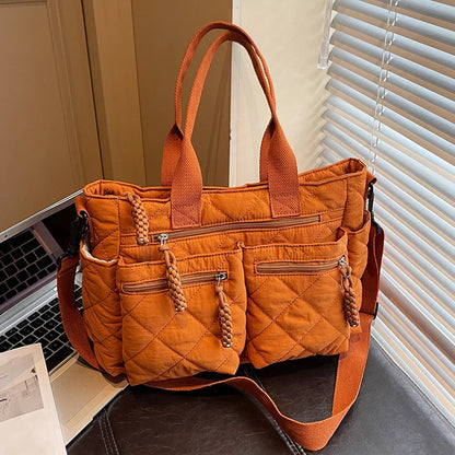 Women's Large Capacity Quilted Shoulder Bag – Multifunctional Commuter Tote