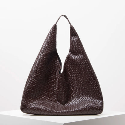 Woven Hobo Shoulder Bag – Minimalist Retro Tote for Women