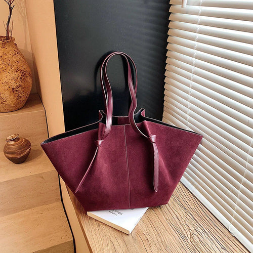 Faux Suede Tote Bag for Women – Luxury Large Capacity Shoulder Bag