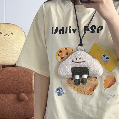 Kawaii Rice Ball Plush Crossbody Bag – Cute Cartoon Neck Purse