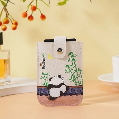 RFID Blocking Mini Card Wallet with Pull-Out Slot & Chinese Art Print