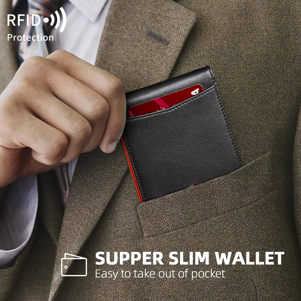 RFID Blocking Slim Bifold Wallet for Men – Minimalist Card Holder