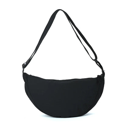 Nylon Crescent Shoulder Bag for Women – Casual Dumpling Crossbody