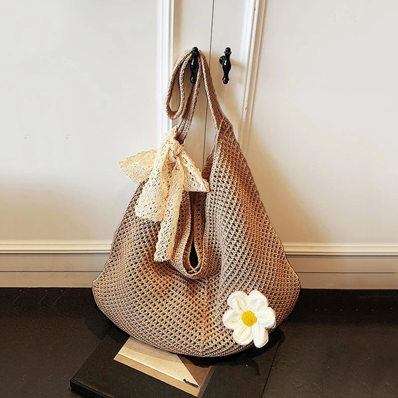Crochet Tote Bag for Women – Large Knit Shoulder Bag