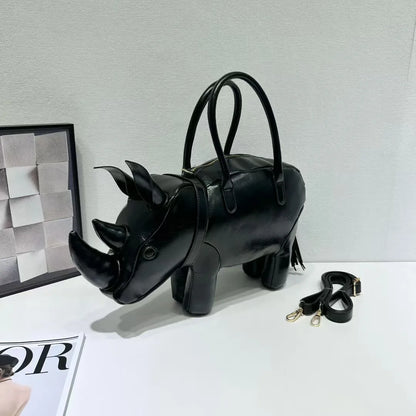 Creative Rhinoceros Design Women Shoulder Bags Cute Novelty Bag Luxury Pu Leather Crossbody Funny