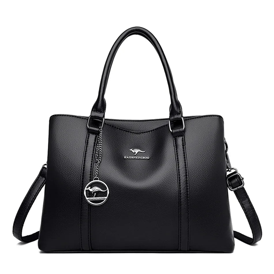 Women's Leather Tote Bag – Large Capacity Shoulder & Crossbody Handbag