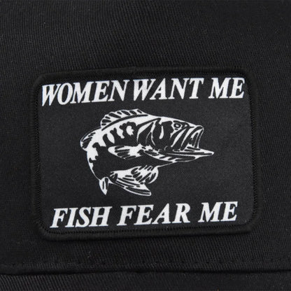 Women Want Me Fish Fear Me Trucker Hat – Unisex Fishing Cap
