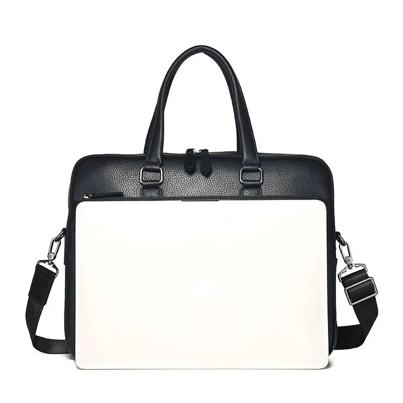Genuine Leather Men's Briefcase – 14" Laptop Business Bag
