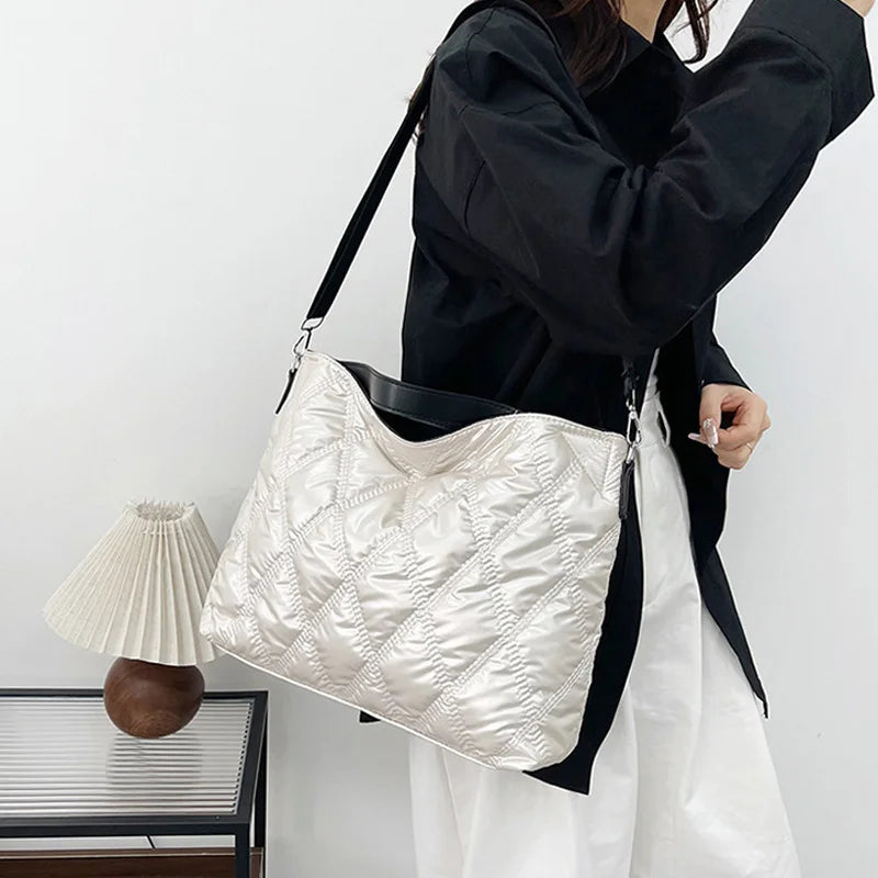 Quilted Puffer Tote Bag for Women – Large Capacity Shoulder Bag