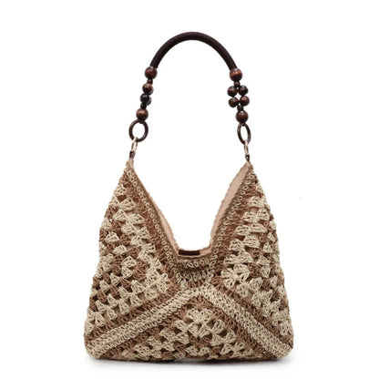 Bohemian Straw Woven Tote Bag – Large Capacity Beach Shoulder Bag