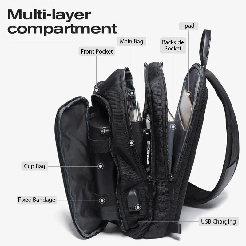 Bange Crossbody Sling Bag with USB Charging Port for Men